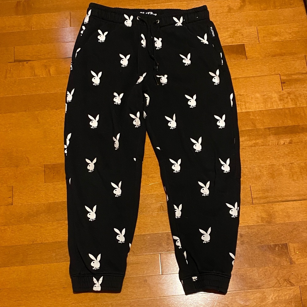 PLAYBOY Black and White Bunny Joggers
